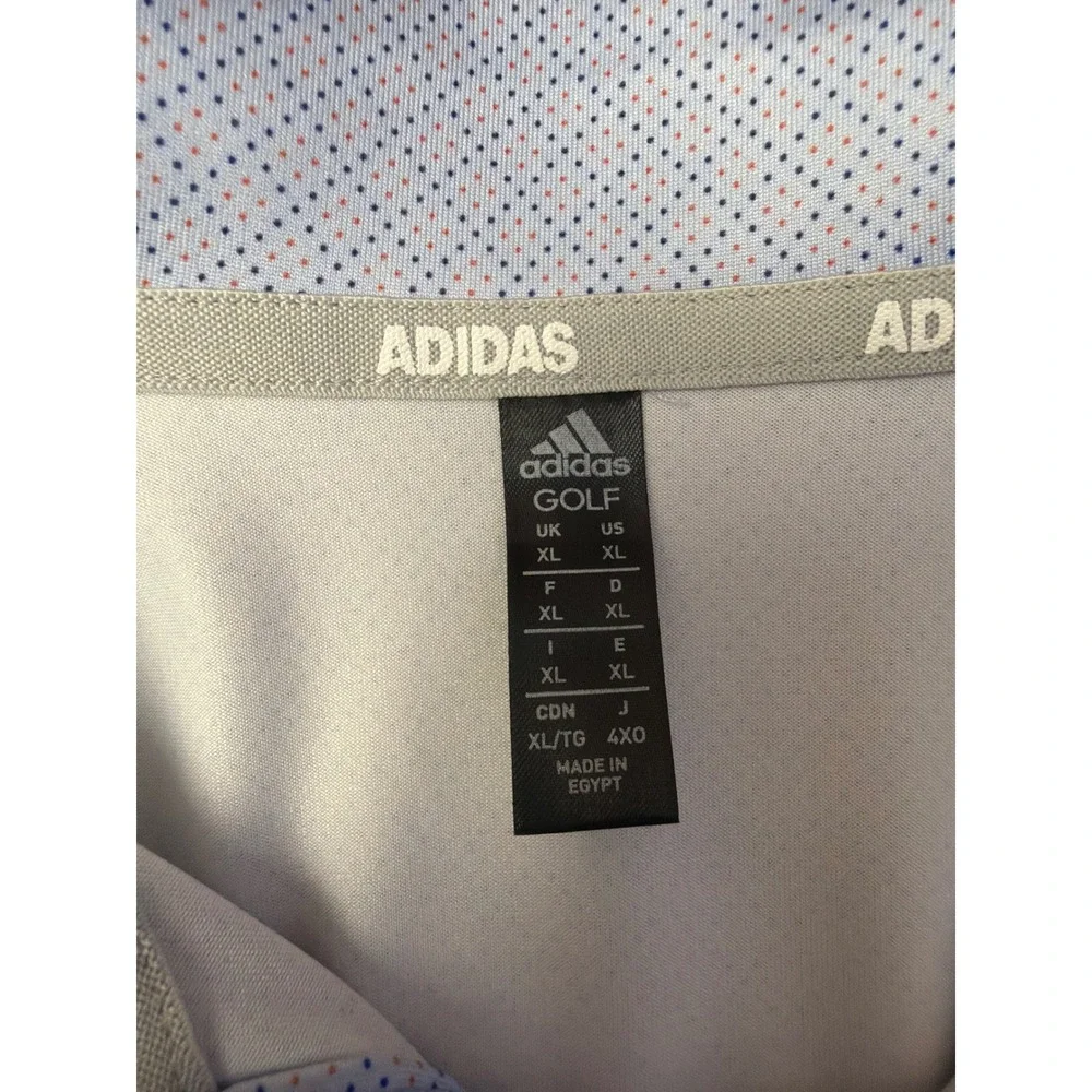 Adidas Golf Polo Shirt Mens XL Blue Micro Dot Short Sleeve Performance Top